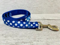 Royal Blue and White Spots Dots Dog Collar 4