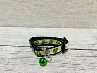 Clover Shamrock Cat Collar - Handmade with Printed Grosgrain Ribbon 4