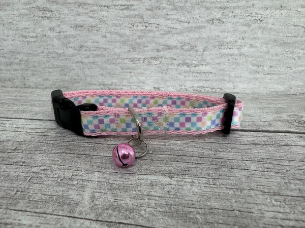 Pastel Checker Cat Collar