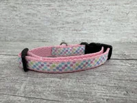 Pastel Checker Cat Collar 2
