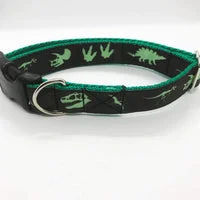 Grey Jurassic Dinosaur Skeleton Bones Dog Collar 5