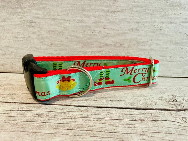 Handmade Green Christmas Dog Collar