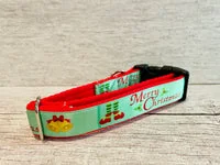 Handmade Green Christmas Dog Collar 2