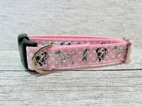 Pink Spotty Dalmatian Ribbon Dog Collar - Exclusive Design 1