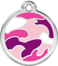 Personalised Red Dingo Enamel Camouflage Pink Pet ID Tag 1