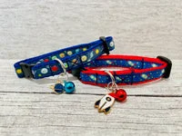Rocket Space Ribbon Cat Collar - Handmade in the UK 4