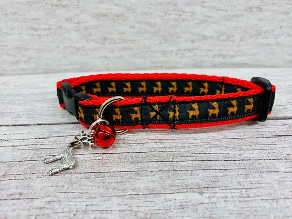 Black Reindeer Christmas Cat Collar