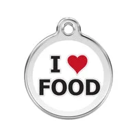 Personalised Red Dingo Enamel I Love Food Pet ID Tag 1