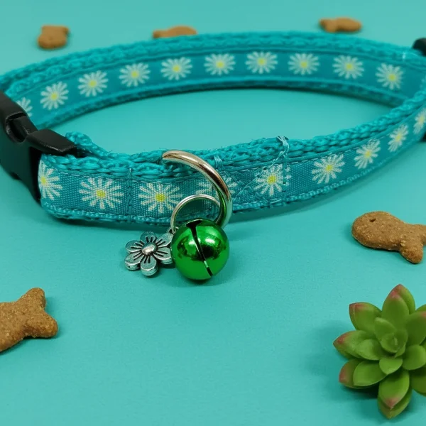 Daisy Print Cat Collar - Handmade Breakaway Collar