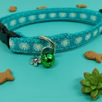 Daisy Print Cat Collar - Handmade Breakaway Collar 1