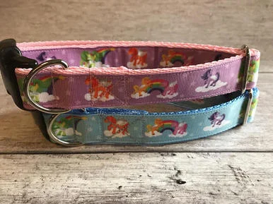 Unicorn Rainbow Clouds Stars Dog Collar