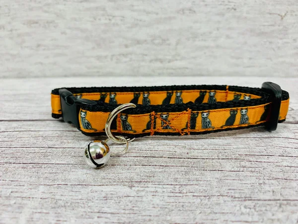 Halloween Cat Collar - Black Cat & Skeleton Design