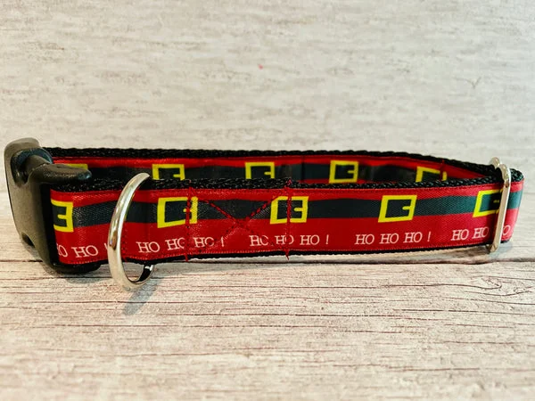 Santa Belt Ho Ho Ho Christmas Themed Dog Collar