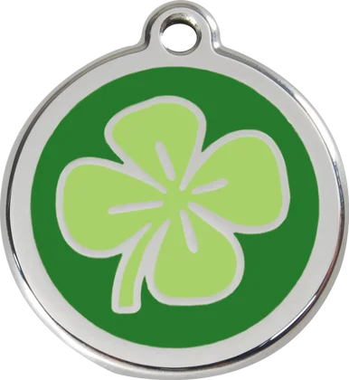 Personalised Red Dingo Enamel Clover Green Pet ID Tag