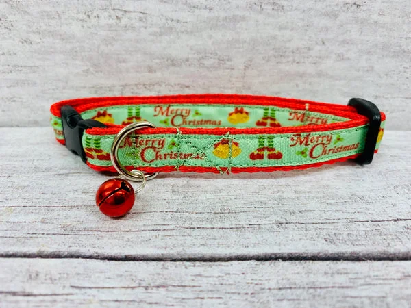 Christmas Elf Feet Cat Collar with Jingle Bell Charm
