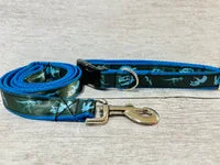Blue Jurassic Dinosaur Skeleton Bones Dog Collar 3