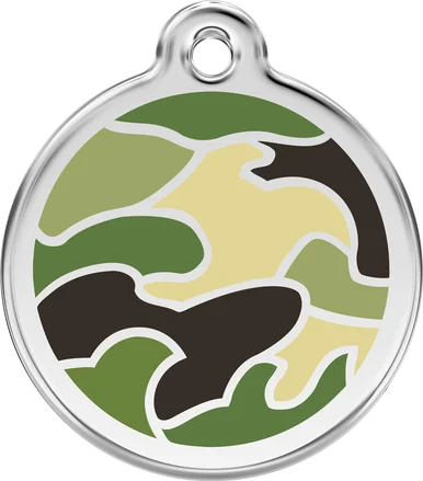 Red Dingo Enamel Green Camouflage Pet ID Tag