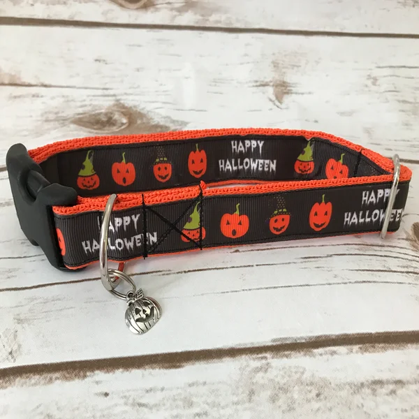 Happy Halloween Pumpkin Dog Collar
