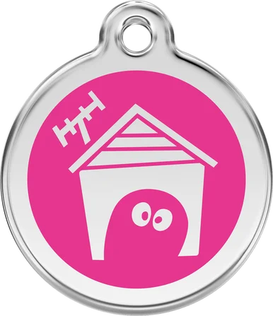 Red Dingo Dog House Enamel Pet ID Tag