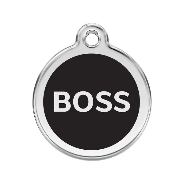 Personalised Red Dingo Enamel Boss Pet ID Tag
