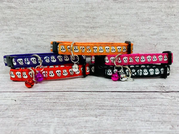 Halloween Skull Puppy & Small Dog Collar - Handmade in the UK
