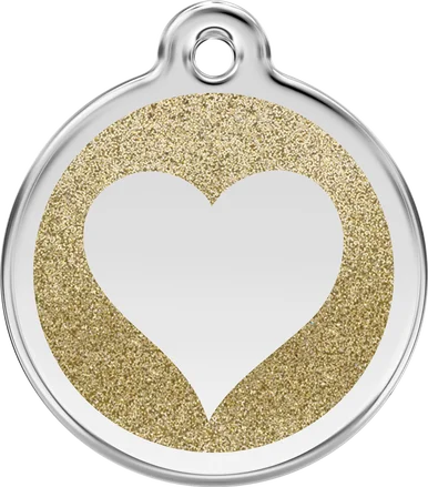 Red Dingo Glitter Enamel Heart Pet ID Tag