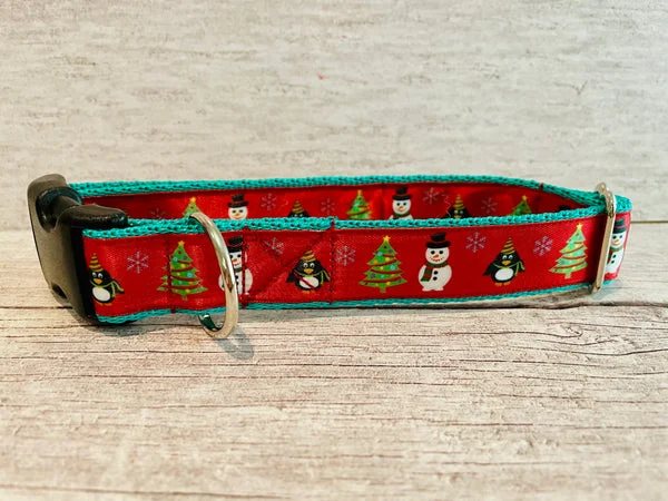 Christmas Dog Lead - Snowman, Penguin & Xmas Tree Festive Design