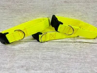 Plain Bright Yellow Hi-Viz Cushioned Webbing Dog Collar 3