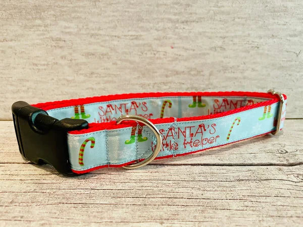 Blue Santa's Little Helper Themed Dog Collar