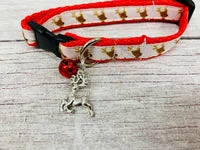 White Reindeer Head Xmas Cat Collar 2