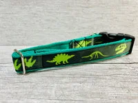 Green Jurassic Dinosaur Skeleton Bones Dog Collar 3