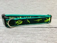 Green Jurassic Dinosaur Skeleton Bones Dog Collar 2
