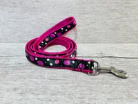 Black and Pink Spots Dots Dog Collar - Handmade in the UK 4