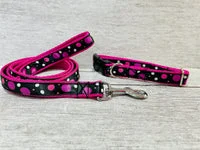 Black and Pink Spots Dots Dog Collar - Handmade in the UK 3