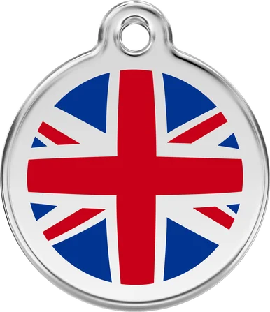 Personalised Red Dingo Enamel UK Flag Pet ID Tag