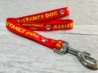 Red with Yellow Text Assistance Alert Dog Collar 4