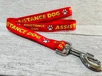 Red with Yellow Text Assistance Alert Dog Collar 3