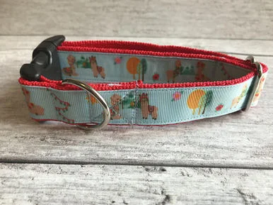 Llamas Dog Collar - Novelty Animal Print, Handmade in the UK