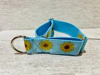 Blue Sunflower Heads Dog Collar 5