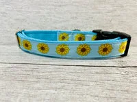 Blue Sunflower Heads Dog Collar 4