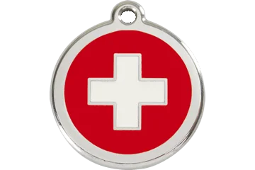 Red Dingo Enamel Swiss Cross Medical Alert Pet ID Tag