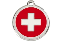 Red Dingo Enamel Swiss Cross Medical Alert Pet ID Tag 1