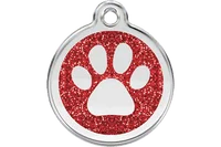 Personalised Red Dingo Glitter Enamel Paw Pet ID Tag 2