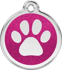Personalised Red Dingo Glitter Enamel Paw Pet ID Tag 1