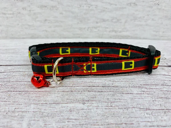 Christmas Cat Collar with Santa Belt
