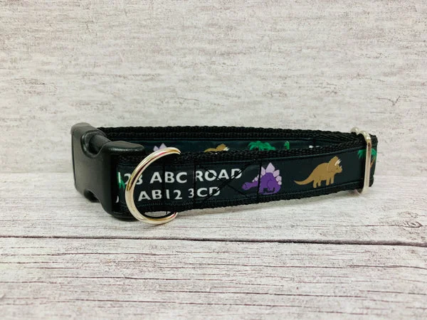 Personalised Dinosaur Dog Collar - Custom Print, Handmade in the UK