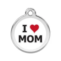 Personalised Red Dingo Enamel I Love Mom Pet ID Tag 1