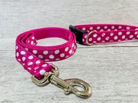 Hot Pink and White Spots Dots Dog Collar 3