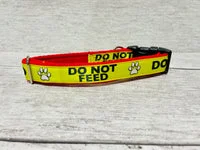 Do Not Feed Dog Collar - Yellow on Red Medical Alert 3