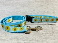 Blue Sunflower Heads Ribbon Lead 2